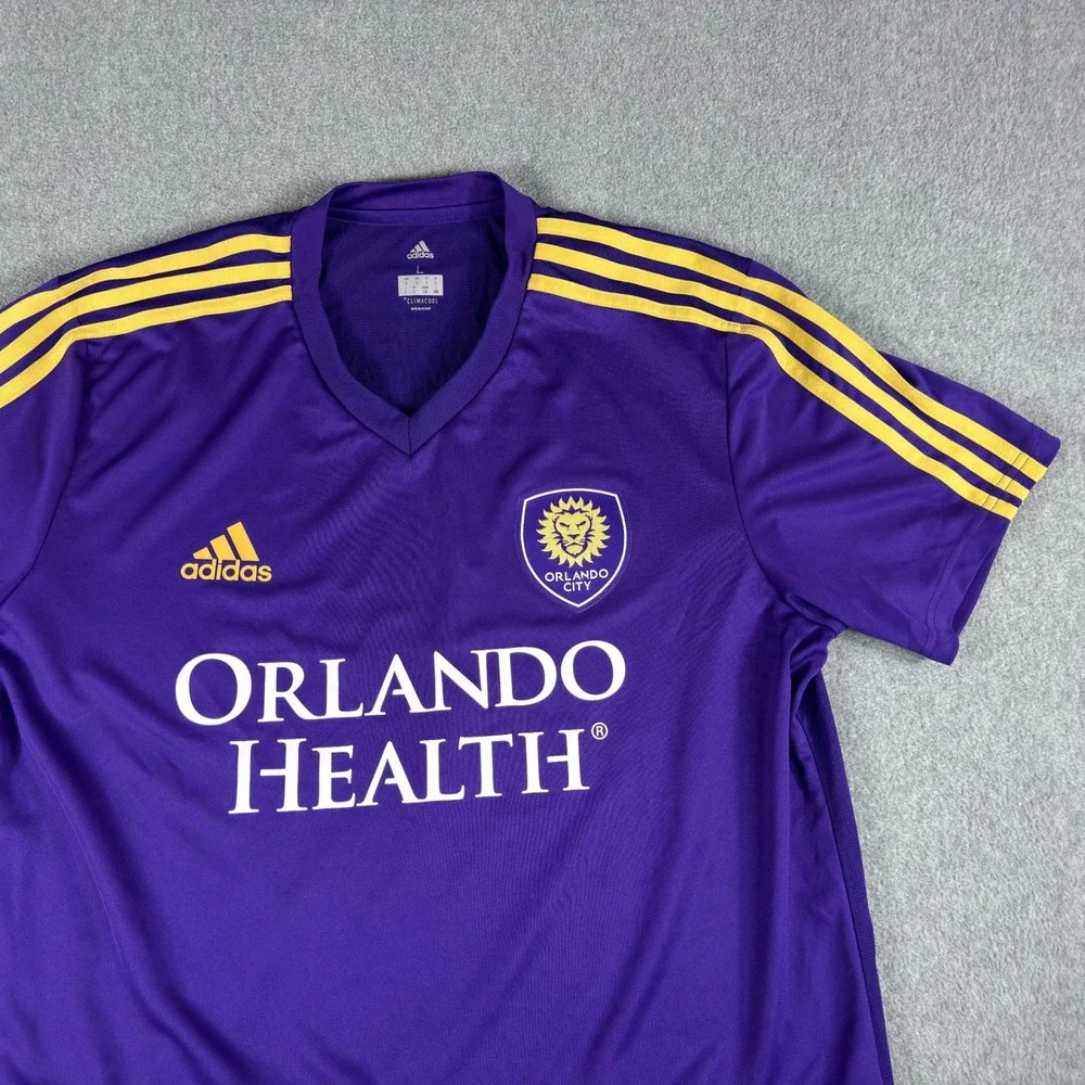 Orlando City SC Jersey Mens L Purple MLS Soccer Orlando Health Adidas Climacool
